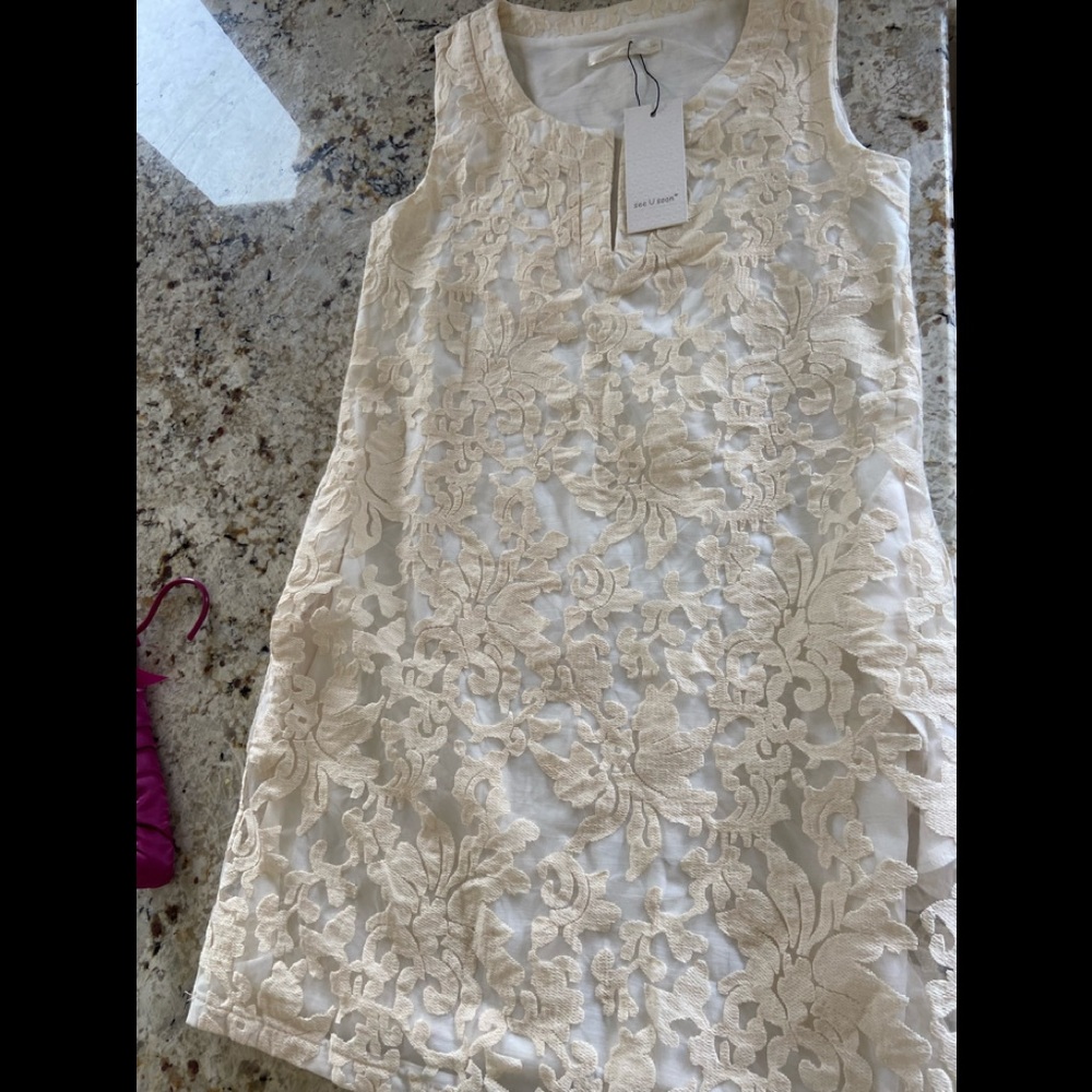 Brand new Summery Organza cute dress, off white free with pockets